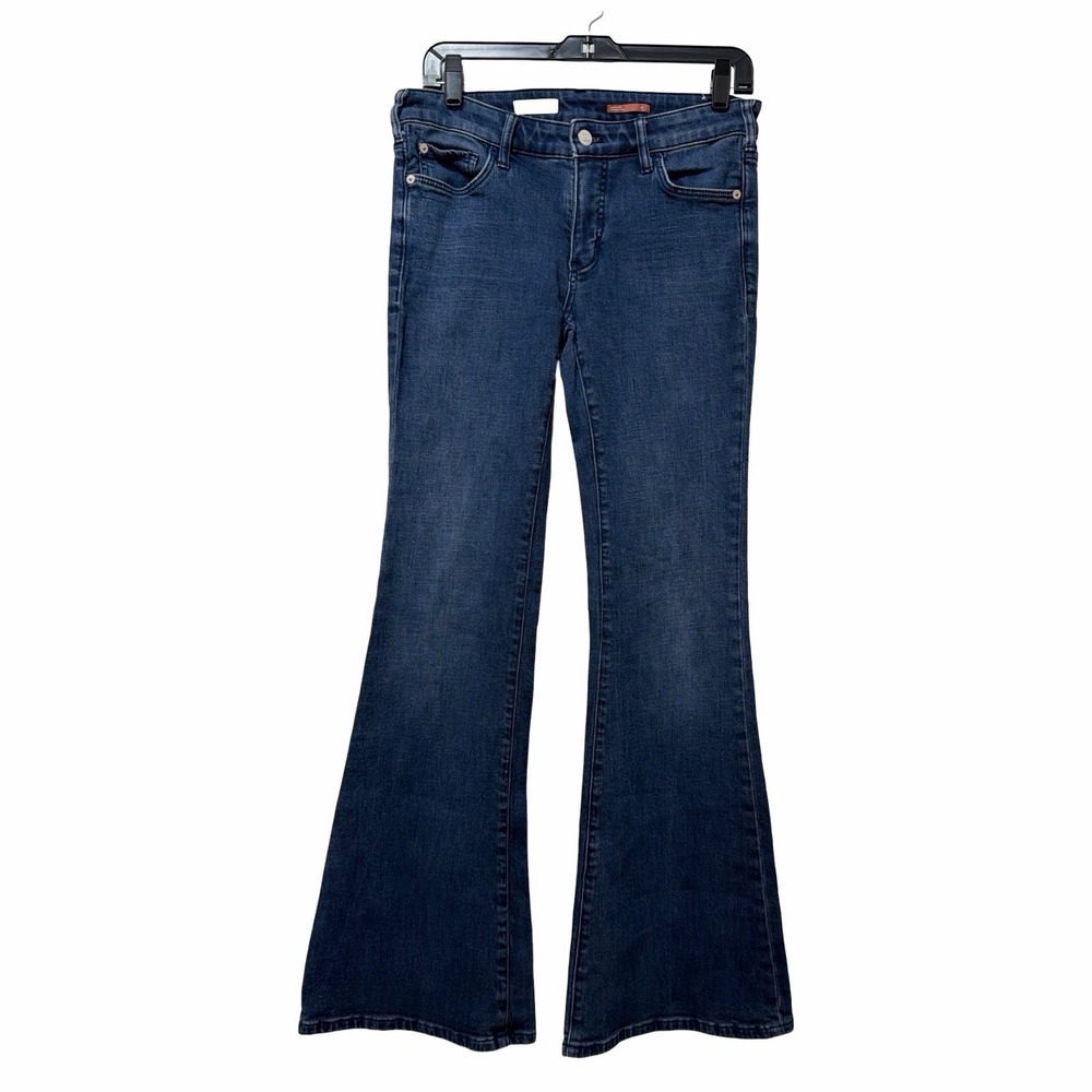 Anthropologie Pilcro Womens Flare Mid Rise Jeans Size 27 Dark Wash 70s Hippie